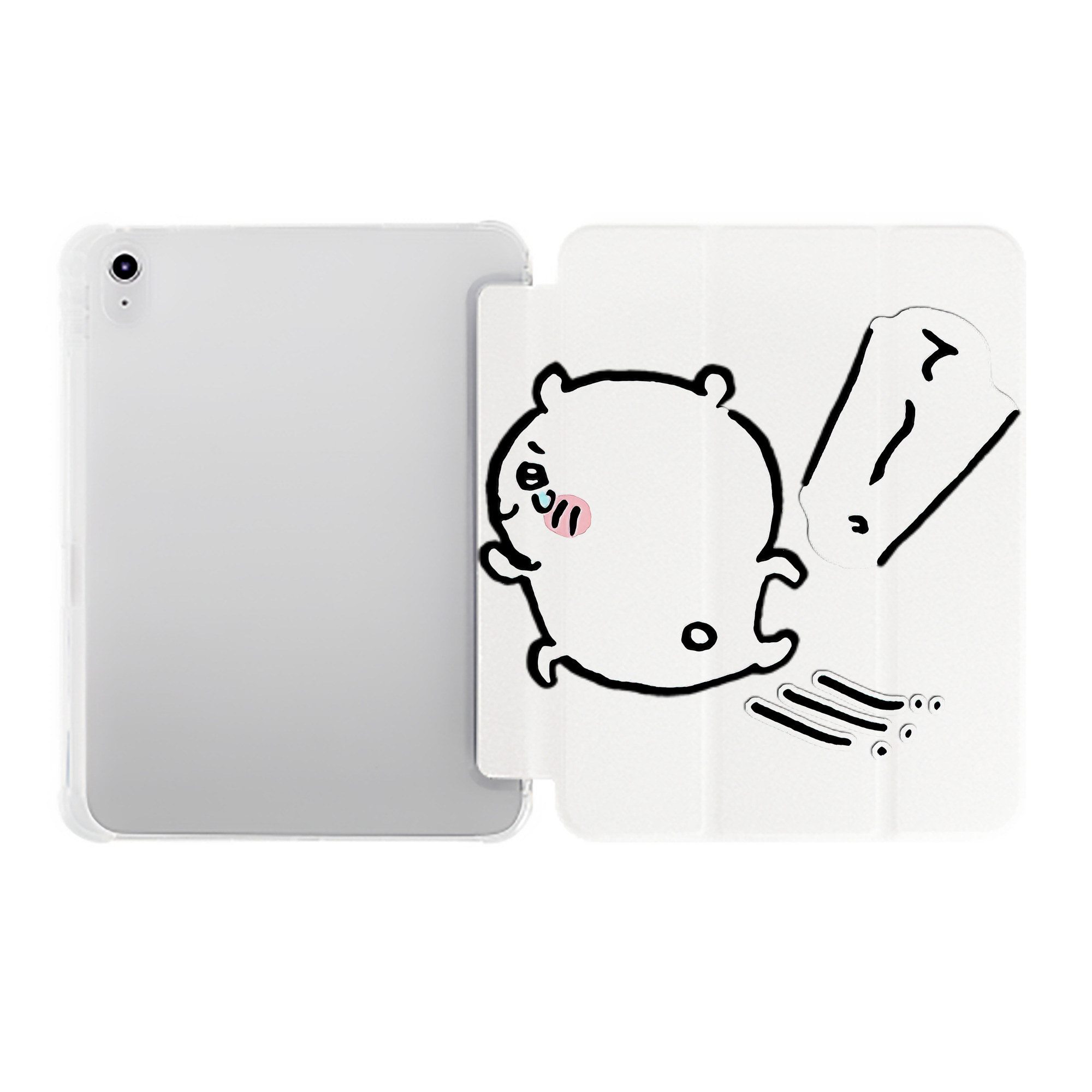 （画像用） ちいかわ ちいかわ Chii-kawa chiikawa IPad ケース ペン収納付き 三つ折りスタンド PUレザー×シリコン 対応機種9.5/10.5/10.9インチ